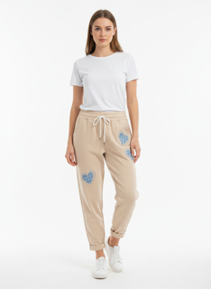 beige heart pants