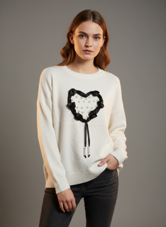 white heart sweater