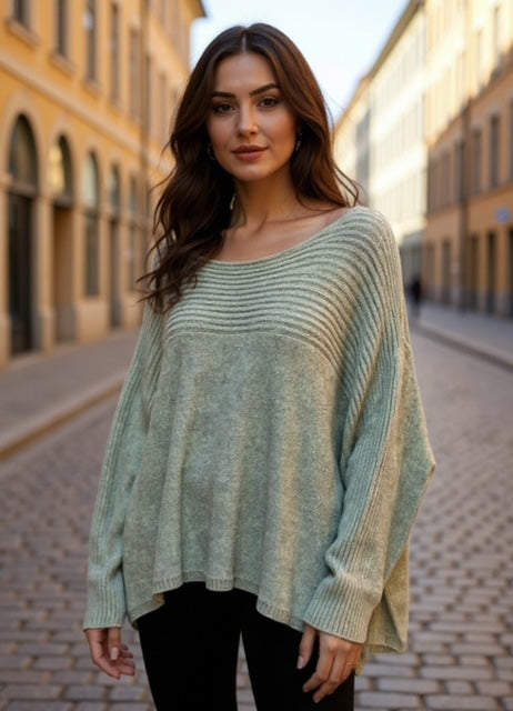 light green lined sweater