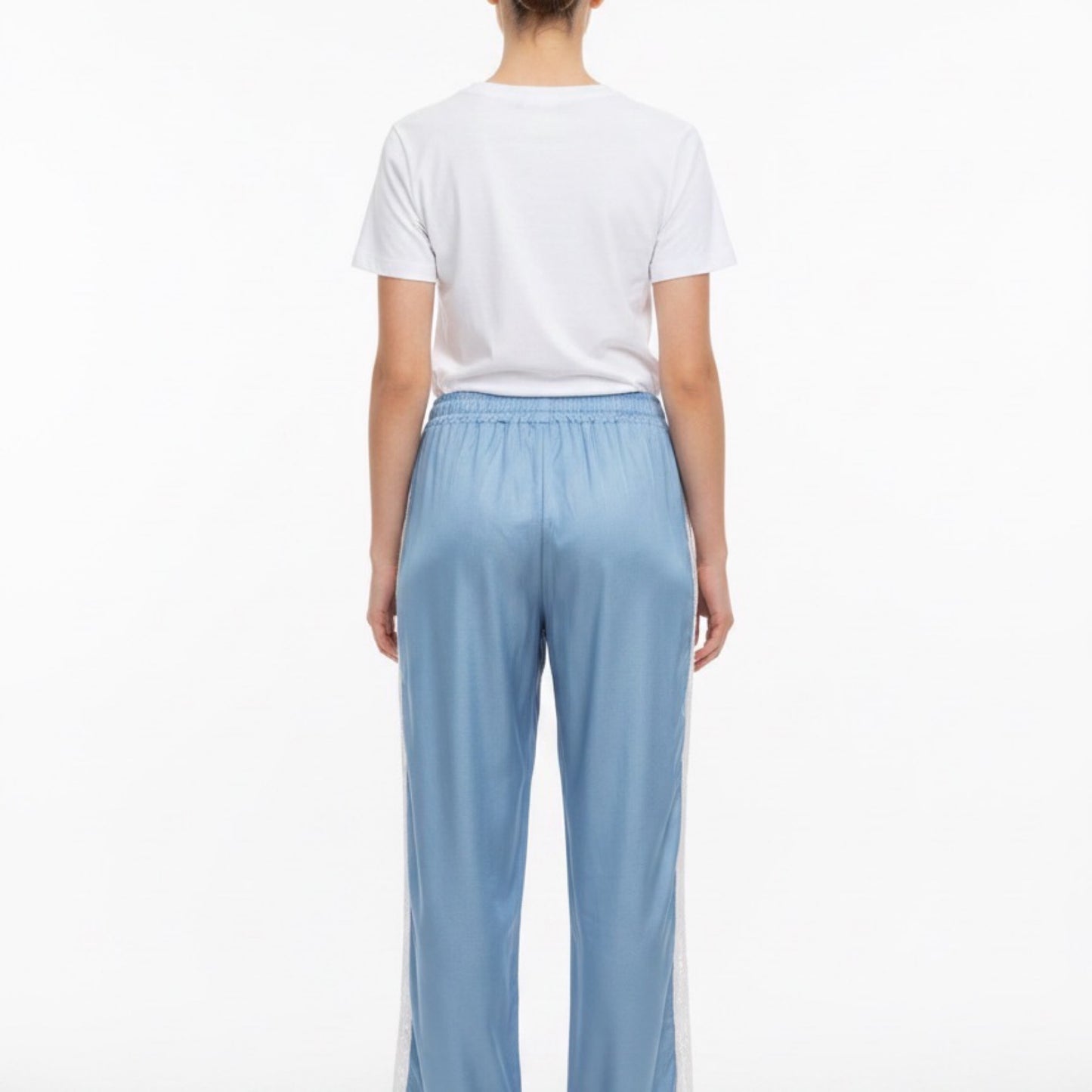 Luna Lace-Trim Wide Leg Cotton Pants