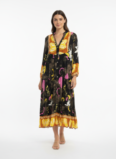 black and yellow maxi dress