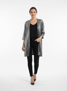 metallic grey cardigan