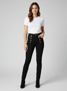 black Demin jeans with gold buttons