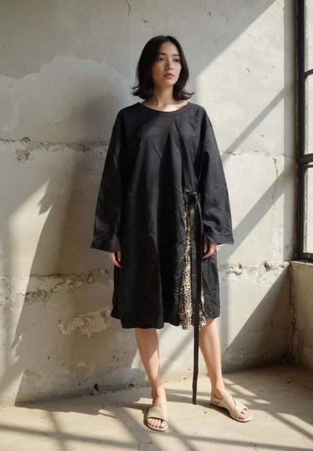 long black dress with leopard print