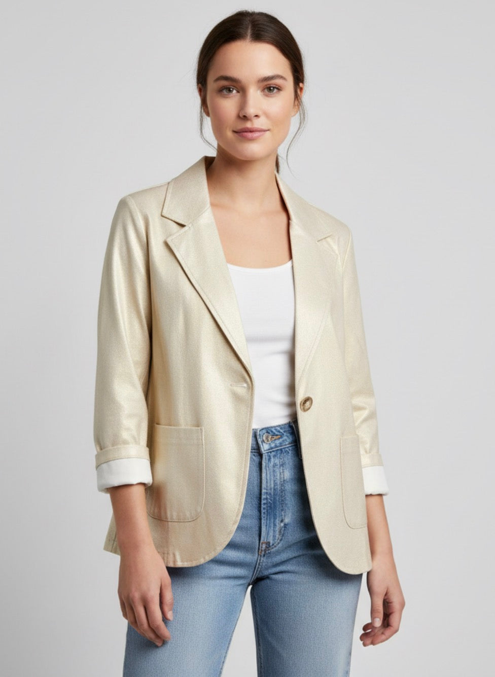 metallic gold blazer