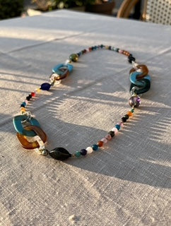 color fusion link & bead necklace