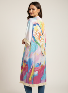 multi color cardigan with heart