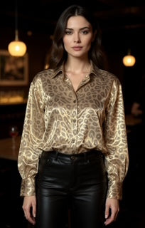 metallic leopard blouse
