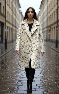 beige overcoat with line pattern