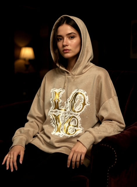 metallic love hoodie
