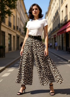 wide leg leopard pants