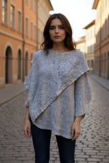 light grey knit poncho