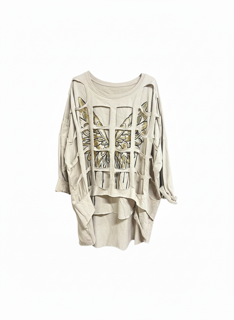 beige metallic butterfly top