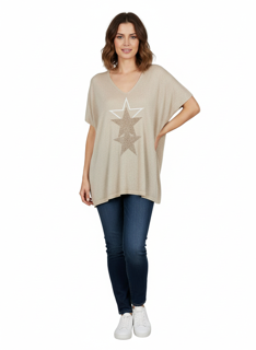 Large sequin star graphic for eye-catching shine