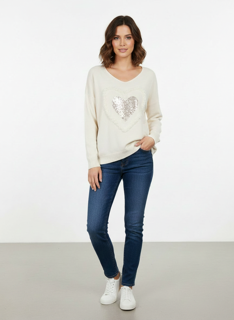 white sequence heart sweater