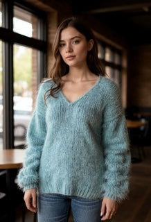 teal knit sweater
