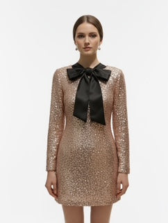 rose gold sequence bow dress