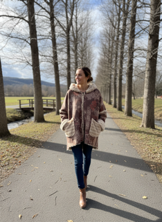 patterned hooded jacket