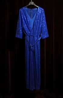 blue sequence gown dress with side slit