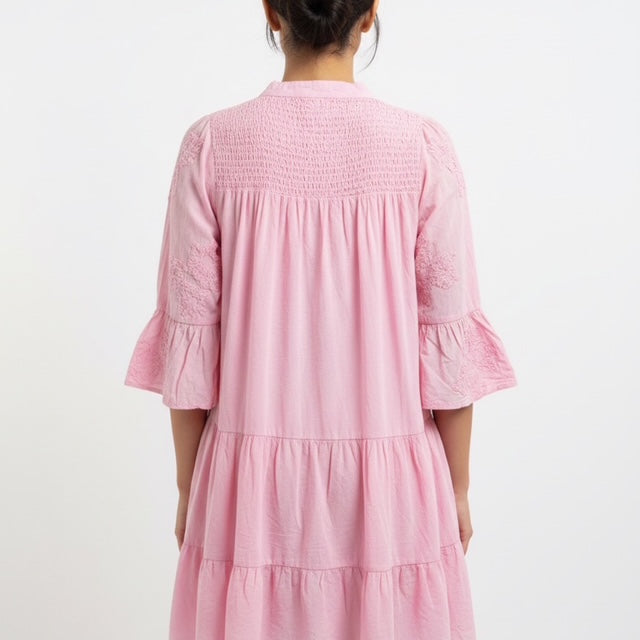 Blush Harmony Textured Cotton Tier Dress