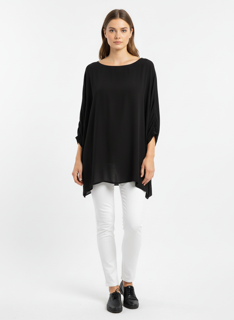 silk feel oversize black blouse