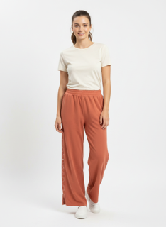Terracotta jogging pants with side details