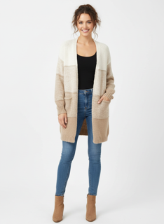 two tone cardigan sweater