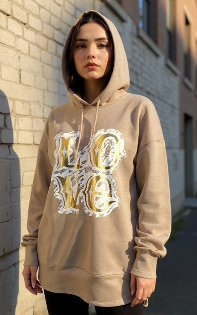metallic love hoodie
