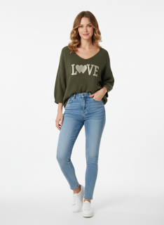 kaki love knit sweater