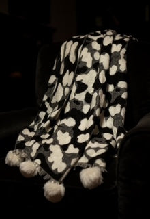 real rabbit fur pom pom scarf