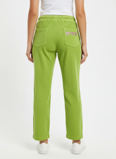 lime green sweats with heart detail on pocket