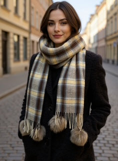 real rabbit fur pom pom scarf