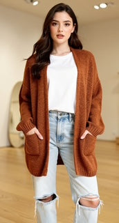 terracotta knit cardigan