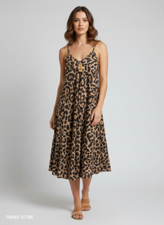 sleeveless animal print dress
