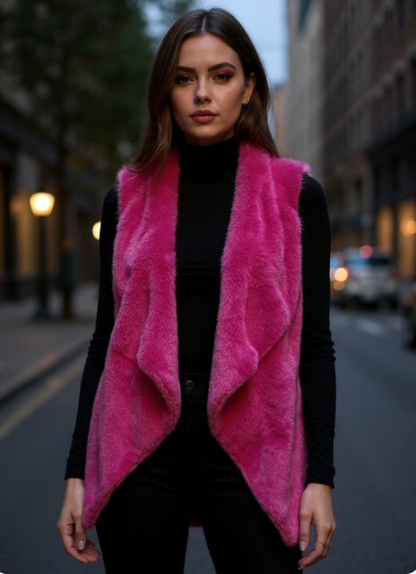 pink faux fur vest