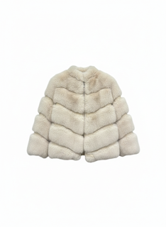 beige fun fur jacket with hoodie
