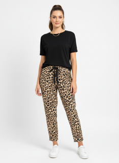 metallic animal print pants