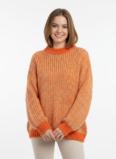 orange knit sweater