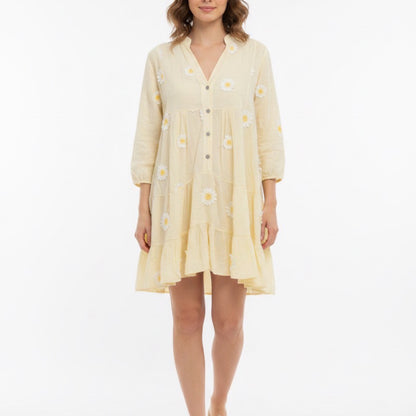 Yellow Daisy Breeze Cotton Shift Dress