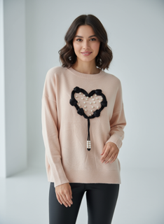 light pink heart sweater