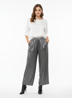 grey wide leg metallic pant