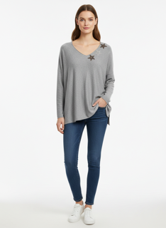 grey star knit top