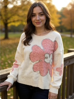 metallic flower sweater