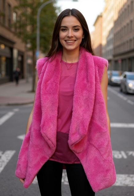 pink faux fur vest