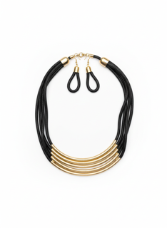 Black & Gold Multi-Strand Statement Necklace
