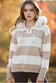 stripe hoodie with pearls