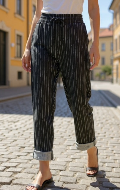 stripe black trousers