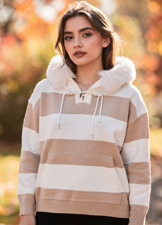 stripe hoodie with pearls