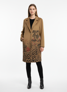 Camel Printed Coat