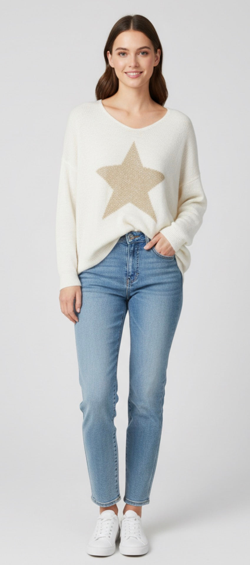 white star knit top